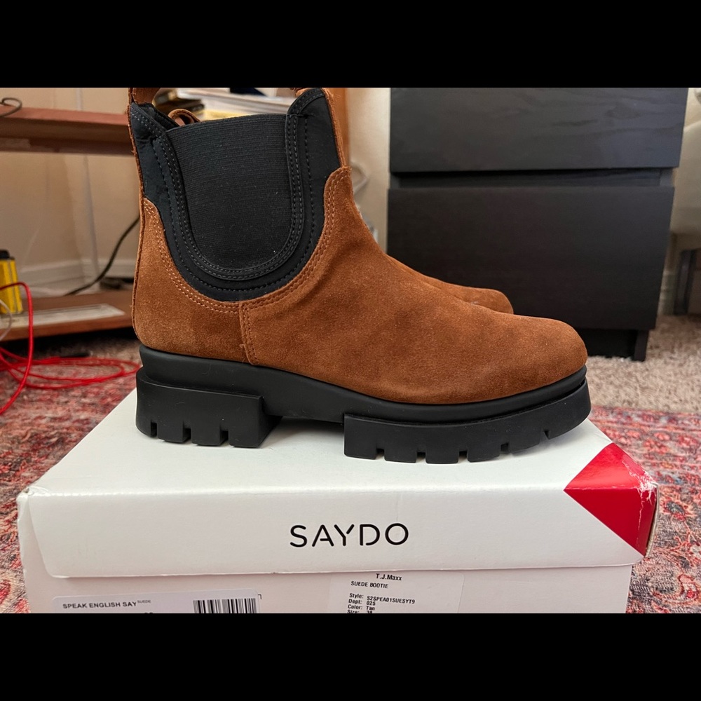 Saydo Women's Ankle Brown Suede Boots, US 8, NWT